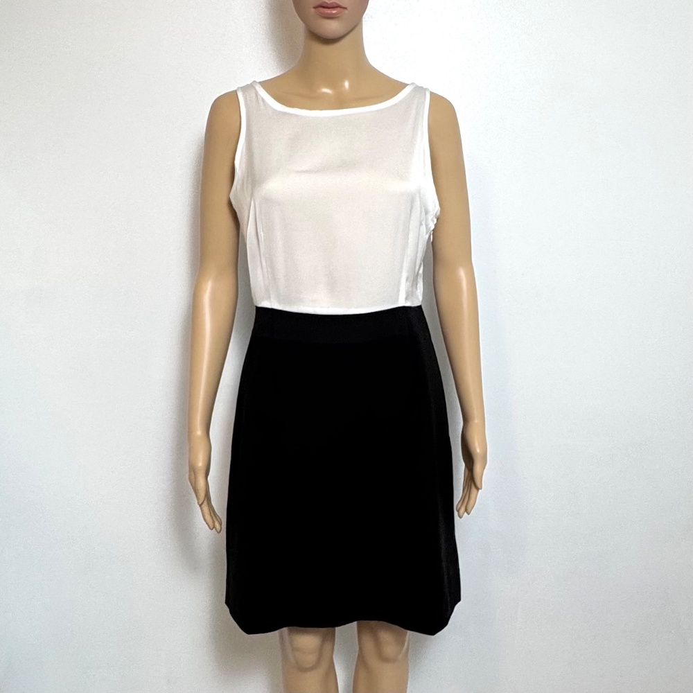 NWT BCBG MAZARIA Dress Size S Minimalist White Sleeveless Top Black Mini Skirt